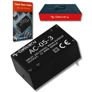 AZDelivery 220V zu 5V Mini-Netzteil kompatibel mit Arduino und Raspberry Pi inklusive E-Book!