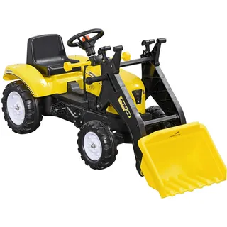 Homcom Kinder-Radlader Kinderbagger Tretauto für 3-jährige Kinder mit Pedalen Gelb , Schwarz , Metall , 41x52x114 cm , Spielzeug, Kinderfahrzeuge