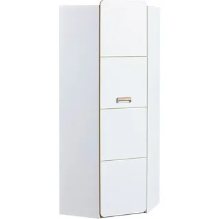 Furniture24 Eckkleiderschrank LORENTO L14 Schrank Drehtürenschrank 1 Türiger Kleiderschrank Eckschrank mit Kleiderstange Briliant Weiß/Nash Eiche - Weiß