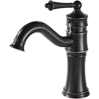 Jacurley Wasserhahn Bad Schwarz, Waschtischarmatur Antik, Waschbecken Armaturen Mischbatterie, Armatur Badezimmer Einhebelmischer, Retro, Bronze Gebürsteter