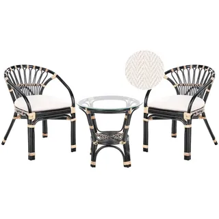 Beliani Bistro-Set Schwarz/Heller Holzfarbton Pecorini , Naturmaterialen , Gartenmöbel, Gartengarnituren, Balkonmöbel-Sets