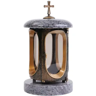Grab-Lampe Orion Grab-Schmuck Friedhof-Licht Leuchte Kreuz Granit Alu-Guss Gold