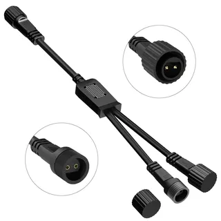 BOLWEO Y Verteiler für Lichterketten, 2Pin Weihnachtsbeleuchtung 2 Wege Splitter Kabel, IP65 Wasserdichtes Verlängerungskabel Anschluss für Innen Außen Gartenbeleuchtung, G40 Globus Lichter