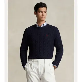 Polo Ralph Lauren für Herren. 710775885001 Geflochtener Baumwoll-Strickpullover (XS), Lässig, Baumwolle, Langarm, Marine