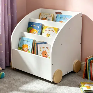 Relaxdays Kinderregal 3-Fächer 46 x 43,5 x 40 cm MDF weiß