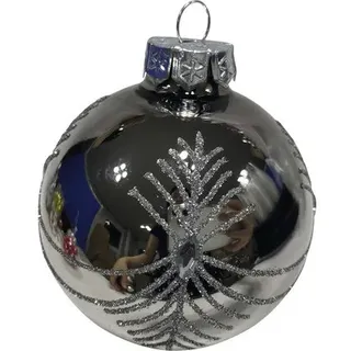 Christbaumkugel Lafiora Glas Muster Ø 8 cm grau