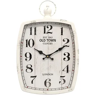 Menterry Rechteck Retro-Wanduhr, altmodisches antikes Design, rustikaler Vintage-Stil, batteriebetriebenes stilles Dekor Wanduhren für Bauernhaus, Küche, Büro (Weiß Rectangle)
