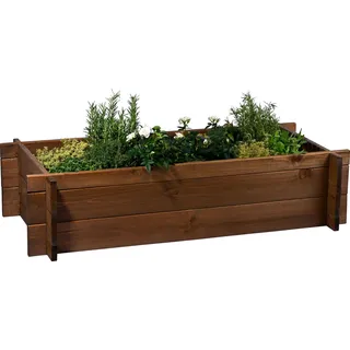 Dobar Hochbeet Massivholz Stecksystem Gr. M 117 x 58,5 x 27,5 cm Dunkelbraun