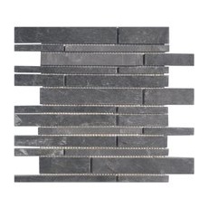 Mosaikmatte Black Slate Bricks 30 cm x 30 cm