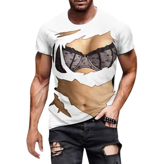 3D Muskel T-Shirt Herren Sixpack mit Bier Lustig Shirt Karneval Bedrucktes T Kostüm Fasching Unisex Muscle Muskelshirt Sommer Kurzarm Six Pack Tee Männer Cool