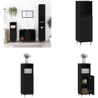 vidaXL Badschrank Schwarz 30x30x100 cm Holzwerkstoff - Badezimmerschrank - Badezimmerschränke - Schrank - Schrank Für Das Badezimmer - Schwarz