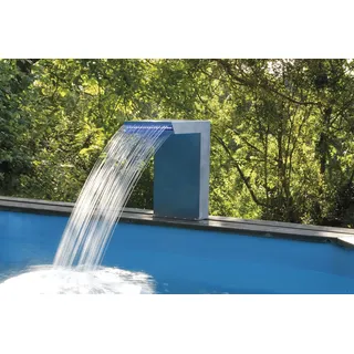 Poolwasserfall UBBINK "Straight LED", silber, B:37,5cm H:59,5cm L:48cm, Edelstahl, Wasserspeier, Poolwasserfall, 72 feine Wasserdüsen