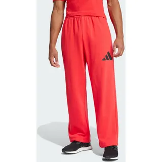 adidas Men's Essentials Wide Leg Three BAR Pant, Pure Ruby/Black, L