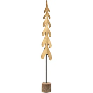 J-LINE - Weihnachtsbaum auf Fuß Metall/Holz Gold/Natur groß