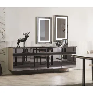 Stilvoll Set für Esszimmer Moderner Stil Sideboard und 2x Spiegel Neu 3tlg - Schwarz