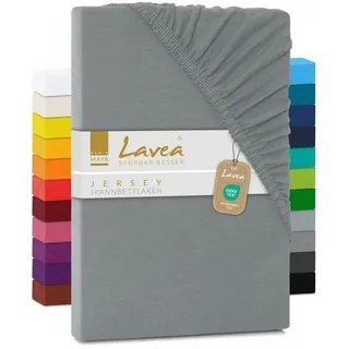 LAVEA Spannbettlaken Baumwolle-Jersey 120 x 200 cm grau