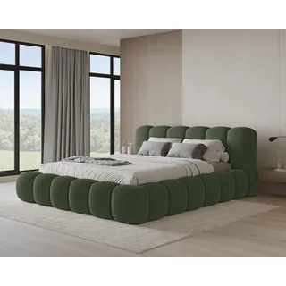 Chilly Design Polsterbett Stone Grün Bouclé Stoff 180x200 cm mit Stauraum Quelle 37 - Grün