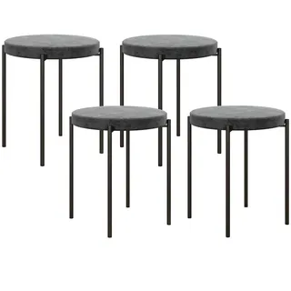 Homcom 4Er-Set Esszimmerhocker Esszimmerstühle Küchenstuhl modern Polyester Metall Grau , Kunststoff , 41.5x46x41.5 cm , Esszimmer, Stühle