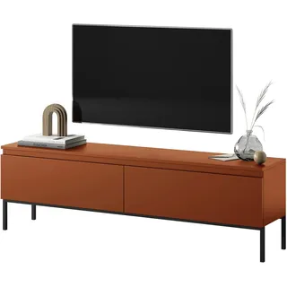 Selsey Bemmi TV-Lowboard TV-Schrank stehend, Ziegelrot mit Metallbeinen, 150 cm