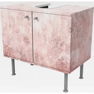 Waschbeckenunterschrank 2 Türen Kunst höhenverstellbar mit Füßen - 60er Breite - originell Retro Vintage Unterschrank rosa Bad Gäste WC Möbel mit Motiv 1790 - Rosa