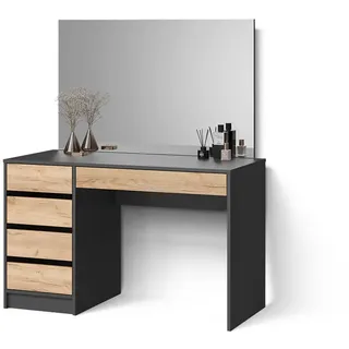 livinity® Schminktisch Imola, 120 cm, Anthrazit/Goldkraft Eiche - Grau