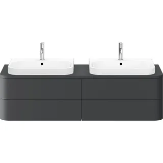 Duravit Happy D.2 Plus Konsolenwaschtischunterbau wandhängend, 1600x550 mm, 4 Schubkästen, für 2 Aufsatzbecken, HP4974B8080, Farbe: Graphit Supermatt Dekor