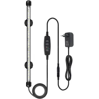 VARMHUS Tauchen Aquarium Licht,Aquarium LED Beleuchtung mit Timer Auto On/Off Dimm-Funktion,3 Lichtmodi Weiß&Blau&Weiß-Blau,10 Helligkeitsstufen optional&3Stufen der Zeitschleifenfunktion 37cm