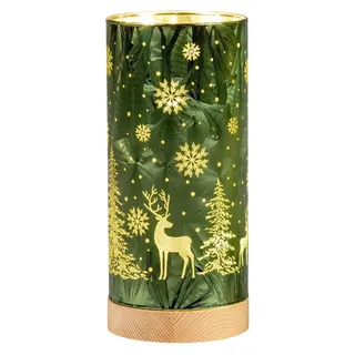 formano LED Deko Licht Weihnachten Winterwald 20 cm Leuchtglas Frosty Grün