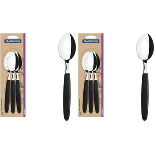 Tramontina IPANEMA Tafellöffel 3-teiliges Set, Löffel aus Edelstahl, rostfrei, spülmaschinenfest, mit farbigem Griff, für Picknick & Camping, spülmaschinenfest, pflegeleicht (Packung mit 2)