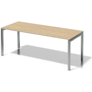 BISLEY Cito Schreibtisch, 740 mm höhenfixes U-Gestell, Metall, Mp355 Dekor Ahorn, Gestell Silber, 80 x 200 x 85 cm