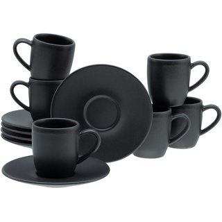 CreaTable Soft Touch BLACK, Espressotassen, 12 teilig