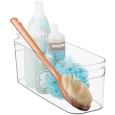 mDesign Badkorb – Aufbewahrung für Kosmetik, Shampoo, Lotion, Parfüm etc. – auch als Handtuch Aufbewahrung geeignet – transparent