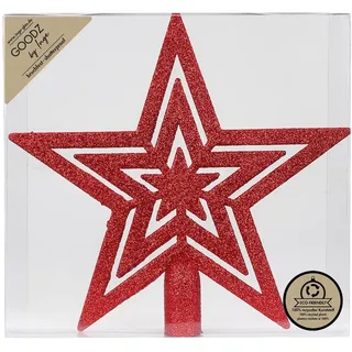 Inge‘s Christmas Decor Inge Christmas Goods Weihnachtsbaumspitze Stern | Sternförmige Christbaumspitze 21cm | Baumspitze Sternspitze Rot