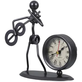 jojofuny Vintage Kleine Tischuhr aus Eisen mit Retro Musikfunktion Dekorative Uhr für Wohnzimmer und Büro Kompakte Retro Dekoration