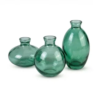 Mini Vasen Set, 3St Kleine Glasvase Vintage Deko Vasen Set Verschiedene Vase Deko Groessen Blumenvase Glasvase für Tischdeko Hochzeitsdekorationen Birthdays Festivals (Grün)