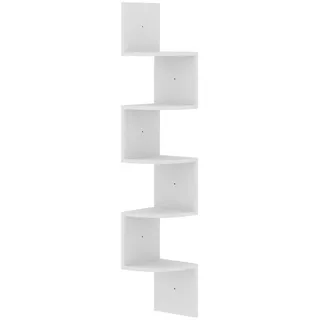 vidaXL Wand-Eckregal Weiss 19/19/123 Cm Holzwerkstoff , Weiß , 19x123x19 cm , Wohnzimmer, Regale, Wandregale