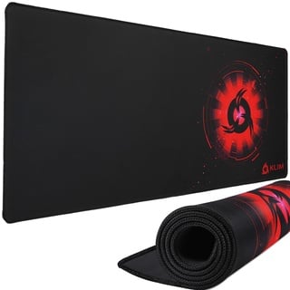 KLIM Mousepad XXL - Erweiterte Oberfläche - Extra Großes Gaming Mauspad - rutschfeste Gummiunterlage - Hochpräzise Texturierte Oberfläche - 900 x 400 x 4 mm - Rot