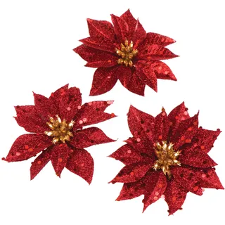 Baker Ross AR844 Glitzer-Weihnachtsstern, Kunstblumen, Dekoration oder Weihnachtsbasteln, 8 Stück, Sortiert