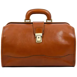 Time Resistance Arzttasche aus Leder – Lederhandtasche im Vintage-Stil – Aktentasche aus Leder für Damen und Herren (Cognac-Braun)