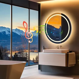Beleuchtete Badezimmerspiegel – Wandspiegel – LED-Spiegel – Spiegel mit Antibeschlagfunktion – Rund – 80x80 cm – Berührungssensor