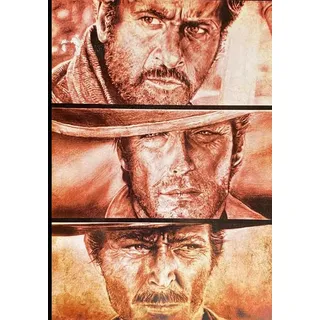 KUSTOM ART Poster im Vintage-Stil, Serie Prominente Schauspieler Clint Eastwood Film II Gut, das Hässliche, der Bösewicht, 40 x 30 cm, ohne Rahmen