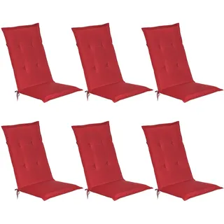 Beautissu Hochlehner Auflage 120 x 50 x 6 cm rot 6-tlg.
