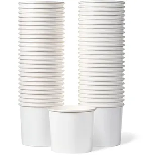 Papier-Eisbecher, 50 Stück, 325 ml – Einweg-Dessertschalen für heiße und kalte Speisen, Partybecher für Eiscreme, Frozen Joghurt, Suppe, Weiß
