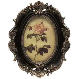 CISOO Ovaler Vintage-Bilderrahmen, 10,2 x 15,2 cm, antiker Bilderrahmen, Tischaufsteller und Wandbehang, Retro-Heimdekoration, kunstvolle Fotogaleriekunst (Schwarz und Gold)