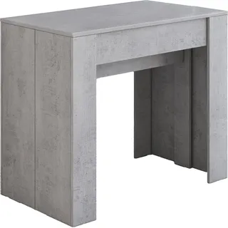 Moderner Esstisch, Ausziehbare Konsole bis 10 Sitzplätze, Maße 90 x 51 x 77 cm (bis 237 mit Verlängerungen), Grau - Betonfarbe - Grau