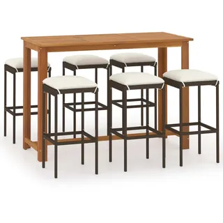 vidaXL 7-tlg. Gartenbar-Set mit Kissen Braun - Braun