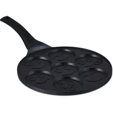 Bild Pancake Pfanne mit Gesichtern, 7 Mulden, Ø je 8 cm, induktionsgeeignet, Aluminium, Pfannkuchenpfanne, schwarz