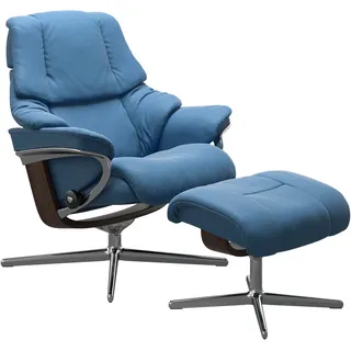 Stressless® Fußhocker »Reno« mit Cross Base, Größe S, M & L, Holzakzent Wenge, blau
