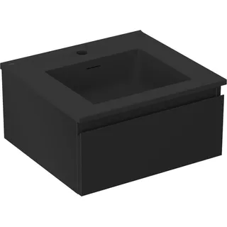 Mexen Orio Badezimmer-Unterschrank 50 cm mit Waschbecken Otis, 1 Schublade, schwarz matt - 91A10-05023-1-BF71-W18M71