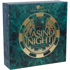 Talking Tables Casino Night Game Kit - Play Poker, Blackjack, Roulette - Glücksspielset für Erwachsene, Geschenke für Ihn - Enthält Spielmatte, Chips, Spielgeld, Bälle, Spielkarten (Host-Casino-V2)